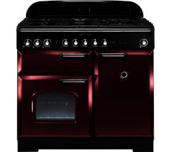 RANGEMASTER  Classic Deluxe 100 Dual Fuel Range Cooker - Cranberry & Chrome